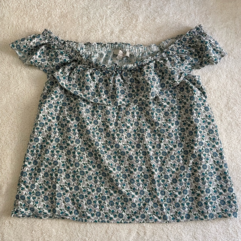 LOFT Blue and White Floral Blouse